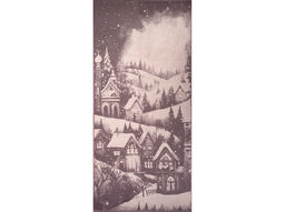 Полотенце махровое 6с102.411ж1 Снежный пейзаж(т.с.мальв1) 67х150см