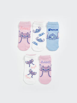 Stitch ve Angel Desenli K?z ?ocuk Patik ?orap 5li