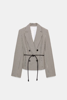 BLAZER CUADRO VICHY CINTUR?N / Crudo / Negro - Zara фото 6