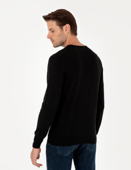 Siyah Slim Fit Bisiklet Yaka Basic Triko Kazak - Pierre cardin фото 5
