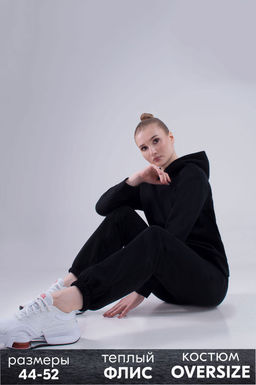 Арт. 2907 Костюм женский с начесом 44-52 (5 шт) Цвет:верх-черный,низ-черный - Калинка фото 14