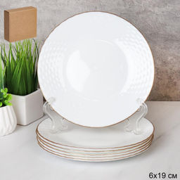 Набор тарелок 6 штук 190 мм Классика белая Золото / BZP75 (White Gold ) /уп 12/ - ГалеонТрейд фото 3