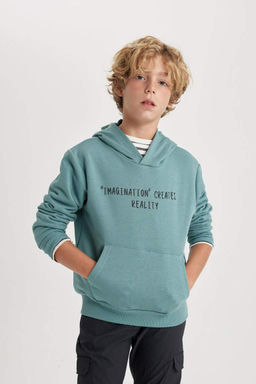 Толстовка с капюшоном и принтом для мальчиков - Defacto фото 6