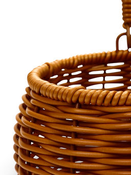 Корзина плетёная для хранения «Шар», 14×14×12 см, ручка h=16 см, пластиковая, коричневая