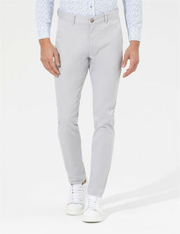 A__k Gri Slim Fit Kanvas Pantolon