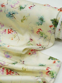 Вискозный атлас (Digital) Рябиновая веточка, ш.1.5м, вискоза-100%, 115гр/м.кв