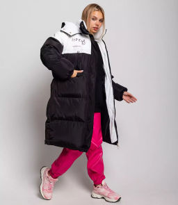 Пальто #КТ7001 (1), чёрный,белый