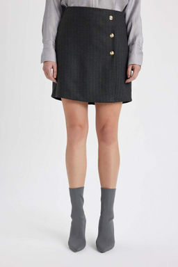 Мини-юбка-трапеция с нормальной талией на подкладке - Defacto фото 6