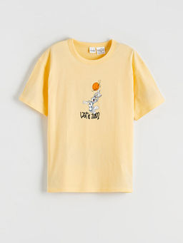 Bisiklet Yaka Bugs Bunny Bask?l? Erkek ?ocuk Ti??rt
