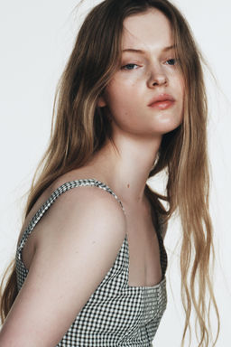 GINGHAM CHECK MIDI DRESS - Zara фото 12