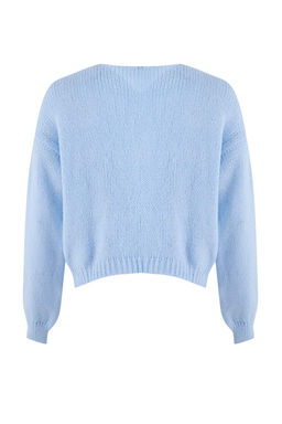 Ac?k Mavi Gul Detayl? Triko Yumusak Dokulu H?rka TWOAW25HI00242