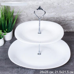 Фруктовница 2-х ярусная белая квадратная, арт. Sq-2/LFP85/110BG White 716606