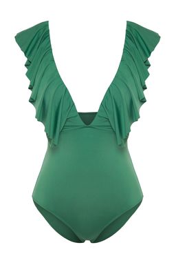 Yesil Derin Dekolteli Volanl? Normal Paca Mayo TBESS23MA00279