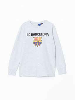 Bisiklet Yaka Barcelona Bask?l? Erkek ?ocuk Pijama ?st