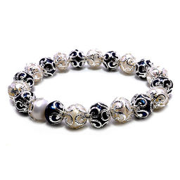 Браслет из белого и синего натурального морского жемчуга-оберег на процветания и счастья