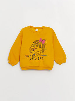 Bisiklet Yaka Uzun Kollu Bask?l? K?z Bebek Sweatshirt