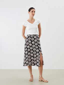 Beli Lastikli Desenli Y?rtma?l? Etek