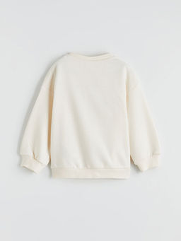 Bisiklet Yaka Bask?l? K?z ?ocuk Sweatshirt