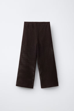 PANTAL?N WIDE LEG PUNTO CROCHET FLORES / Marr?n - Zara фото 2