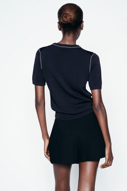 PLAIN KNIT TOP WITH CONTRAST TRIMS - Zara фото 3