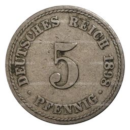 Монета 5 пфеннигов 1898 года А Германия