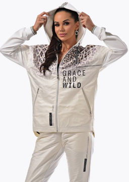 Толстовка из футера комбинированного с принтованной плащевой тканью - А+б коллекция фото 33