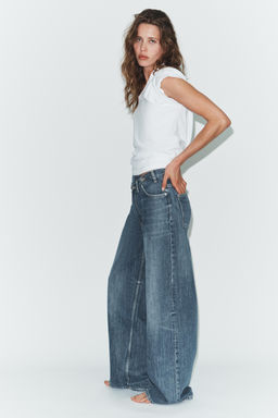 JEANS TRF WIDE LEG CINTURA CRUZADA TIRO ALTO / Azul / Gris - Zara фото 3