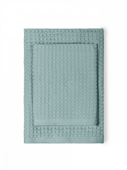 Набор полотенец вафельных 2шт 70x140, 50x90 голубой вафельное полотно