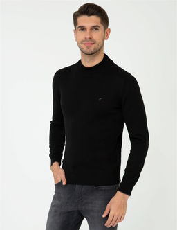 Siyah Slim Fit Yar_m Bal_k__ Yaka Basic Triko Kazak - Pierre cardin фото 3