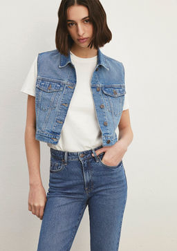 Rona Classic Denim Indigo Mavisi Jean Yelek фото 2