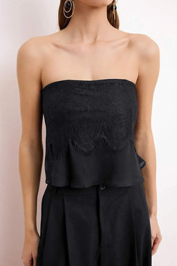 Siyah Dantel Detayl? Yoryo Sifon Bluz TPRSS26BZ00050