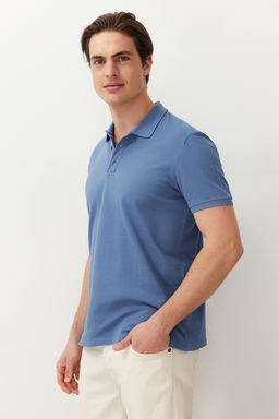 TRENDYOL MAN Indigo Regular/Normal Kesim Dokulu Polo Yaka T-Shirt TMNSS24PO00043 - Trendyolmilla фото 4