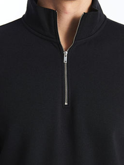 Dik Yaka Uzun Kollu Erkek Kal?n Sweatshirt