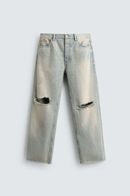 JEANS STRAIGHT CROPPED FIT / Azul claro - Zara фото 7