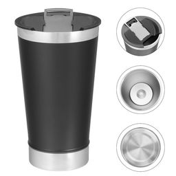 Термостакан пивной Beer, 600 мл, открывашка, нержавеющая сталь, чёрный