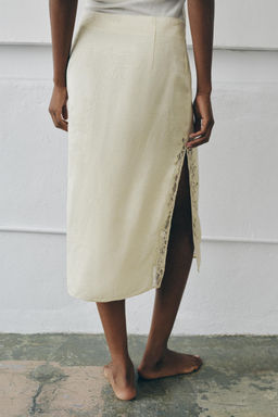 FALDA MIDI JACQUARD ENCAJE / Crudo - Zara фото 3