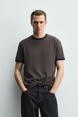 CAMISETA RIB CONTRASTE B?SICA / Gris antracita - Zara фото 2