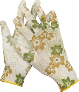 Садовые перчатки р. L прозрачное PU покрытие бело-зеленые (11293-L)