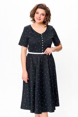 Платье Swallow 719.1 черный+белый горох