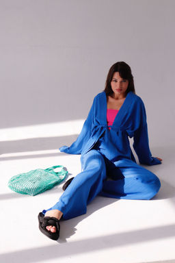 9513 Костюм из кимоно и брюк-палаццо в цвете электрик - Martichelli фото 15