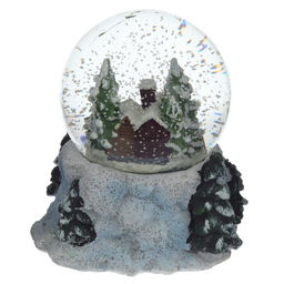 Фигурка декор в стекл шаре "Домик/Олень", D 6.5 см, L9 W8 H9 см, 3в.
