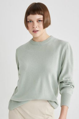 Regular Fit Bisiklet Yaka Basic Triko Kazak