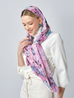 с котиками! Большой, мягкий, тонкий и очень нежный двусторонний палантин с рисунком - Tantino фото 9