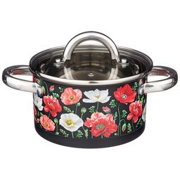 КАСТРЮЛЯ AGNESS МАКИ СО СТЕКЛЯННОЙ КРЫШКОЙ, НЕРЖ.СТАЛЬ, 1,5Л 16Х9 СМ