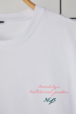 TRENDYOL MAN Lacivert Oversize/Genis Kesim Cicek Bask?l? %100 Pamuklu Tok Kumas T-shirt TMNSS25TS00069 - Trendyolmilla фото 8