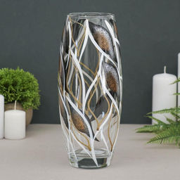 Ваза для цветов «Абстракция №2» овал, d=7 см, 10×26 см, стекло