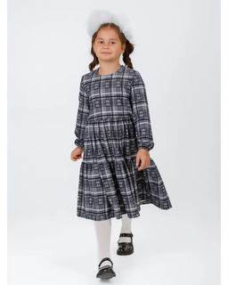 Платье Роза в клетку, цвет Бел/Черн-Клетка крупная, 78%х/б,16%пэ,6%л