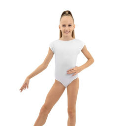Купальник гимнастический Grace Dance, с укороченным рукавом, вырез лодочка, р. 32, цвет белый  фото 3