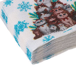 Салфетки бумажные С Новым годом: коты, однослойные, 24?24 см, 20 шт. - Страна карнавалия фото 3