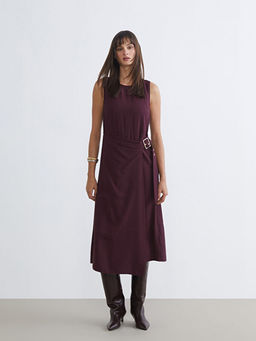 Bisiklet Yaka Krep Belden Oturtmal? Elbise